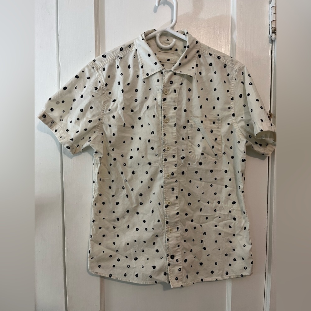 Taylor Stitch Short Sleeve Button Down 38 Black Dots